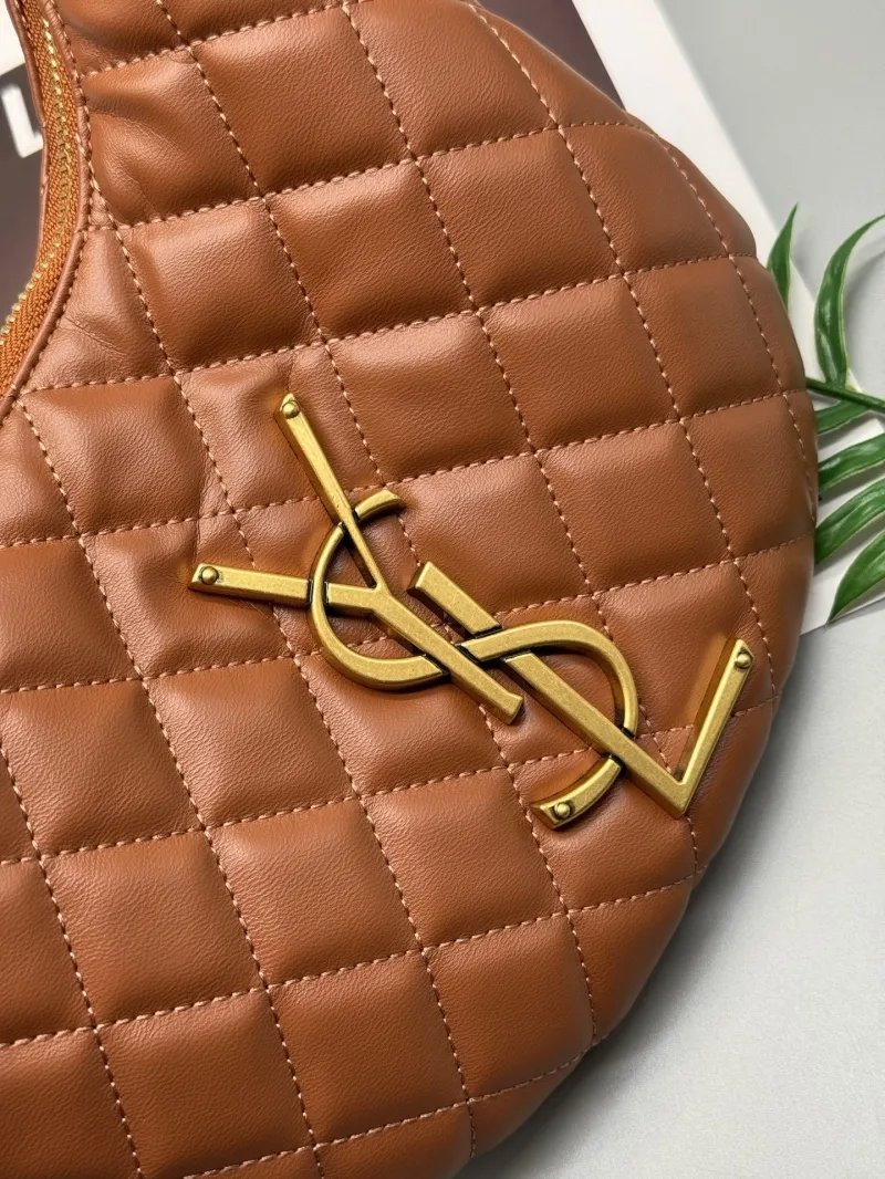 YSL Brown Quilted Hobo Handbag - Image 6