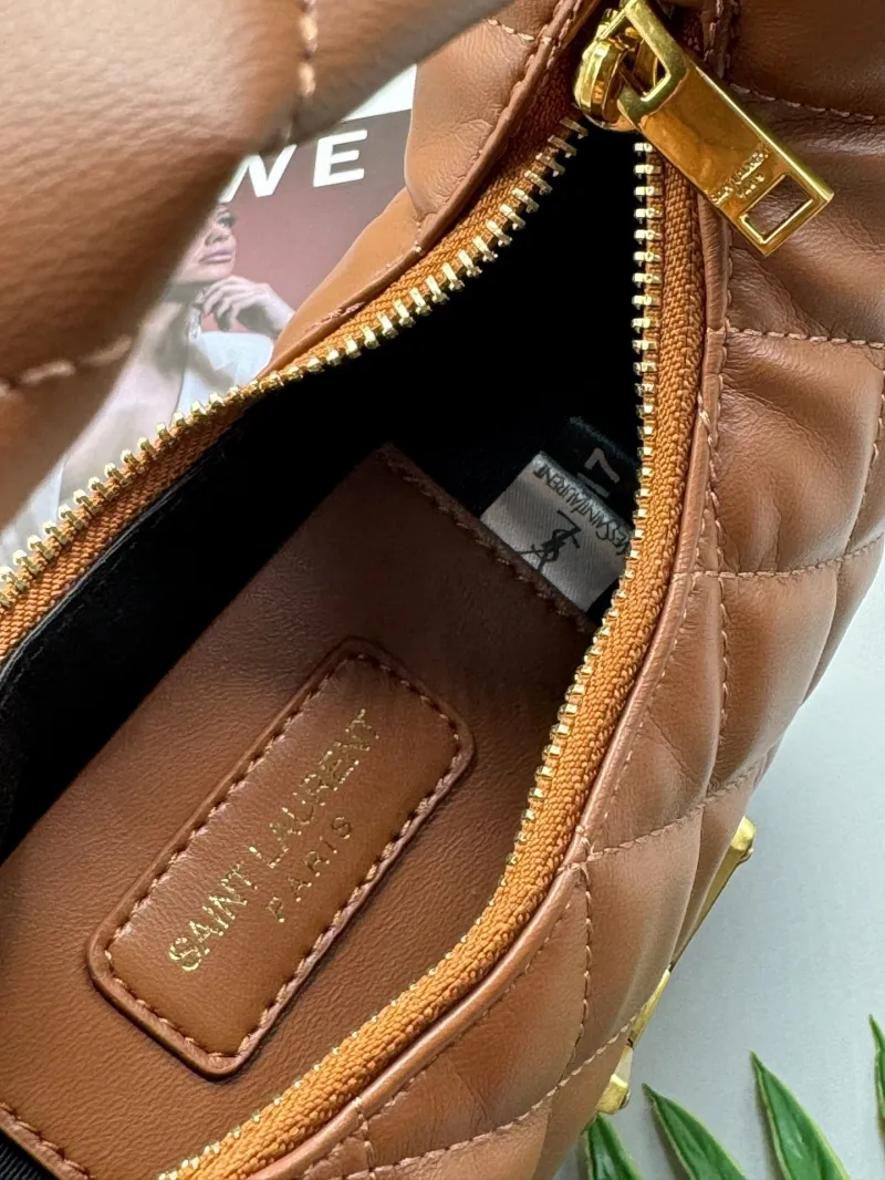 YSL Brown Quilted Hobo Handbag - Image 8
