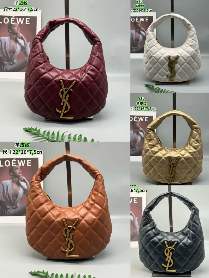 YSL Brown Quilted Hobo Handbag - Image 9