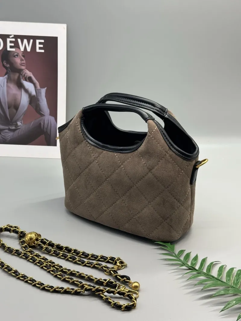 YSL Taupe Suede Top Handle Crossbody Bag - Image 6