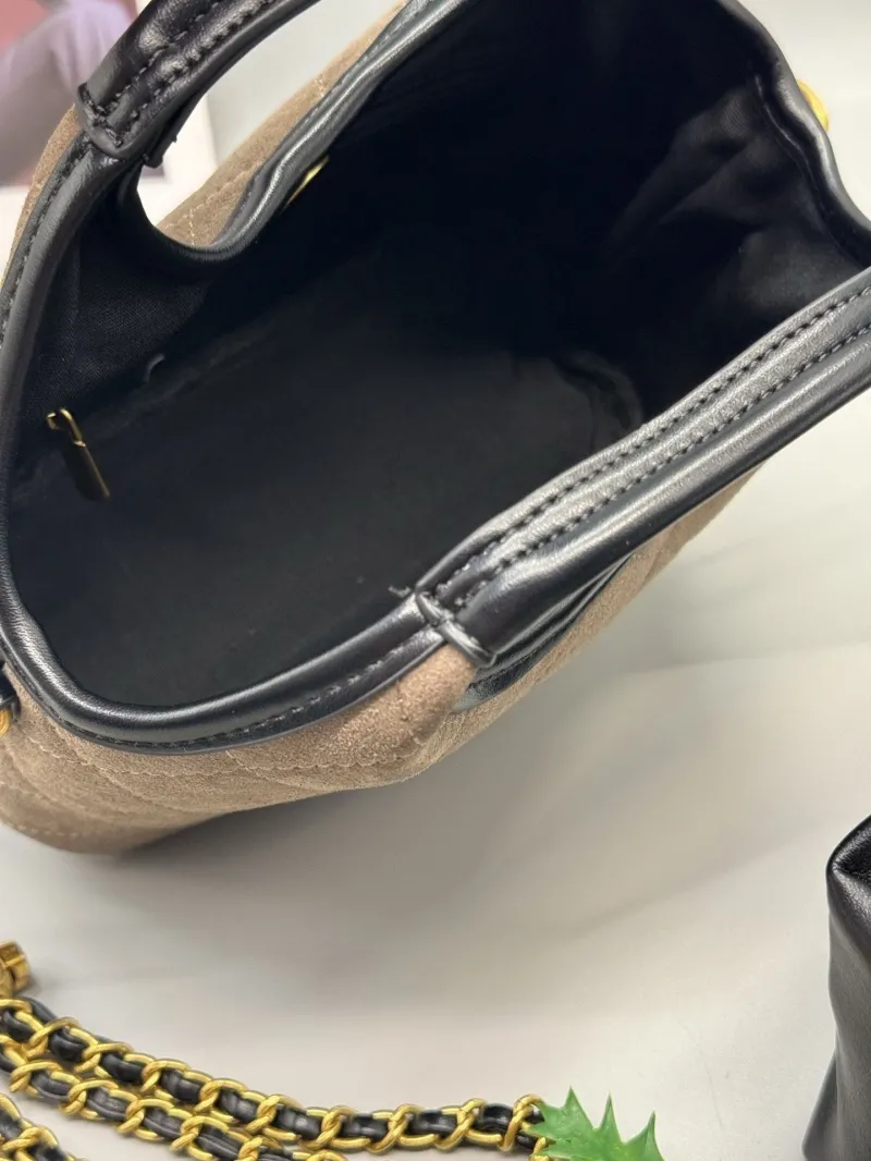 YSL Taupe Suede Top Handle Crossbody Bag - Image 8