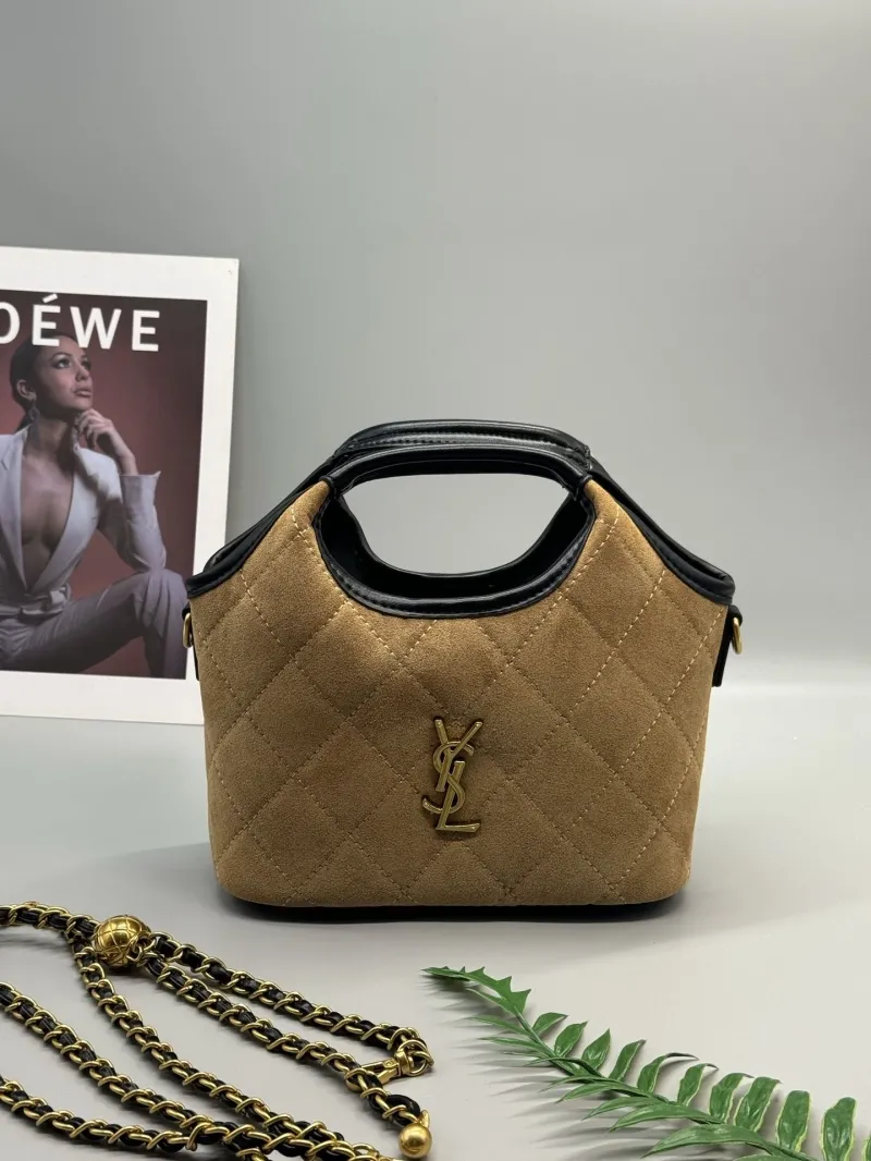 Alternative view of YSL Brown Suede Top Handle Crossbody Bag 28
