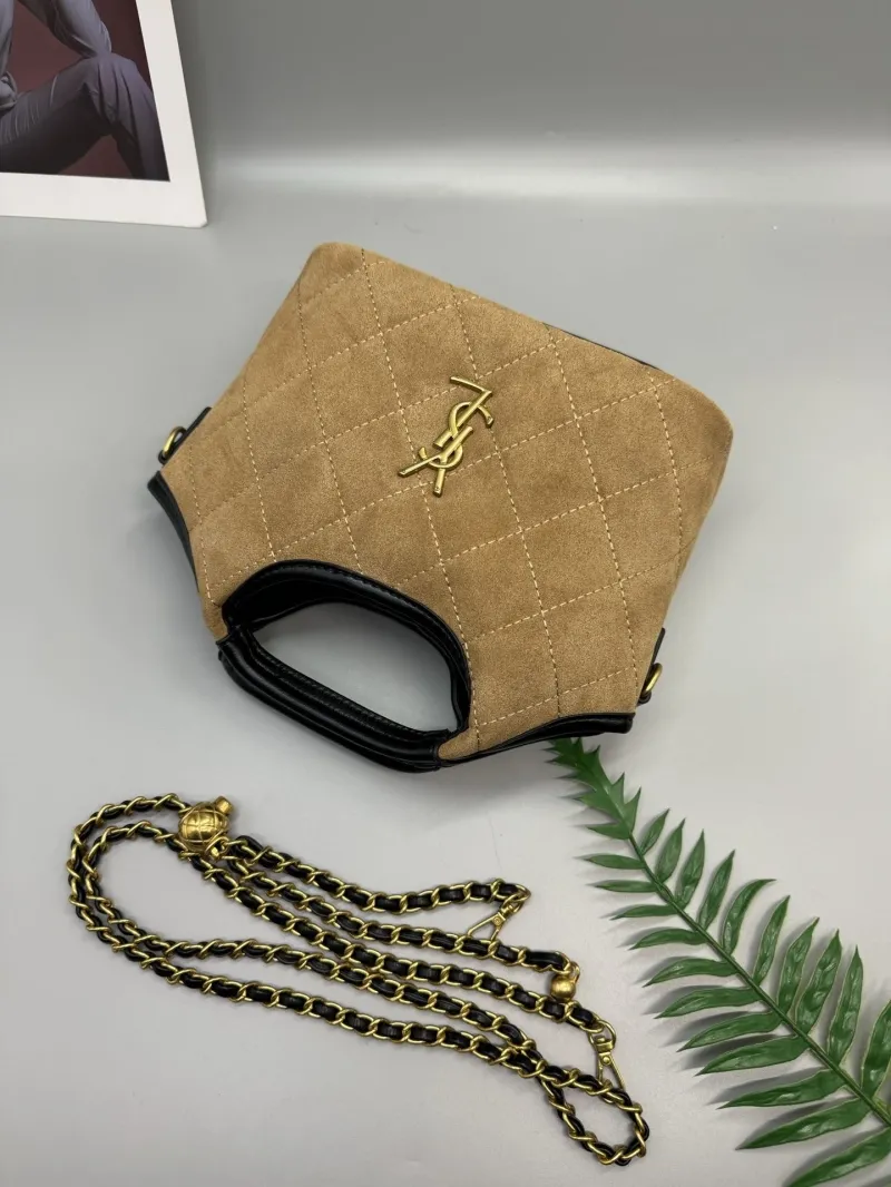 YSL Brown Suede Top Handle Crossbody Bag 28 - Image 6