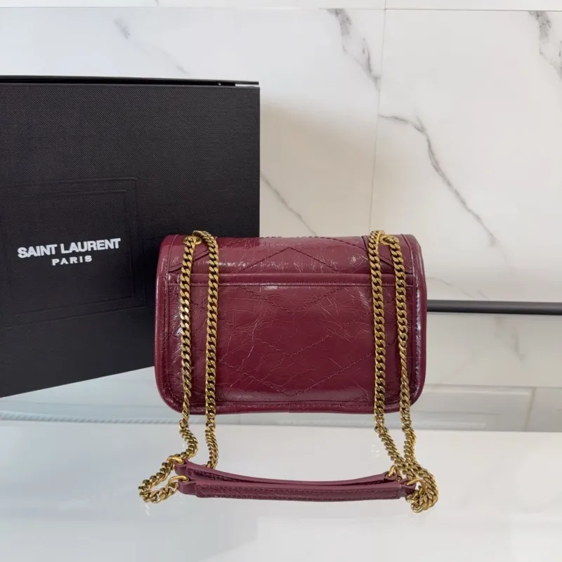 Alternative view of YSL Burgundy Leather Chain Shoulder Bag