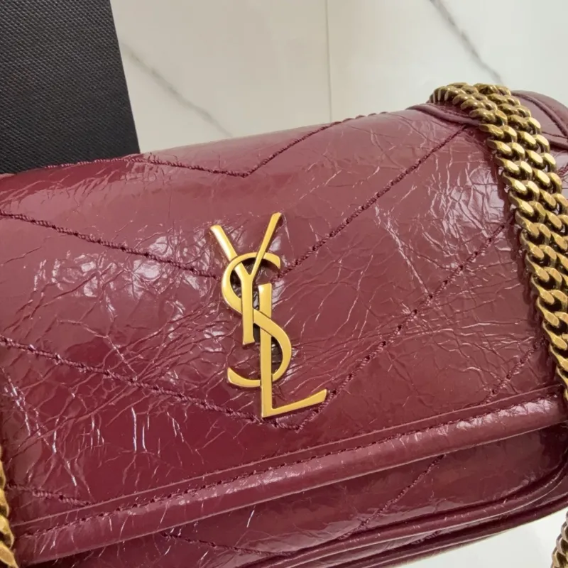 YSL Burgundy Leather Chain Shoulder Bag - Image 4