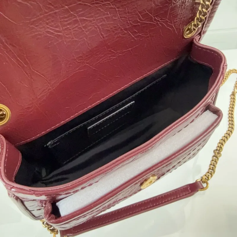 YSL Burgundy Leather Chain Shoulder Bag - Image 7
