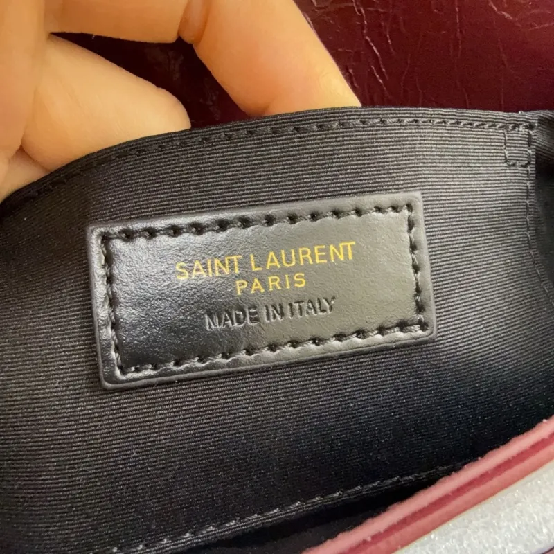 YSL Burgundy Leather Chain Shoulder Bag - Image 8