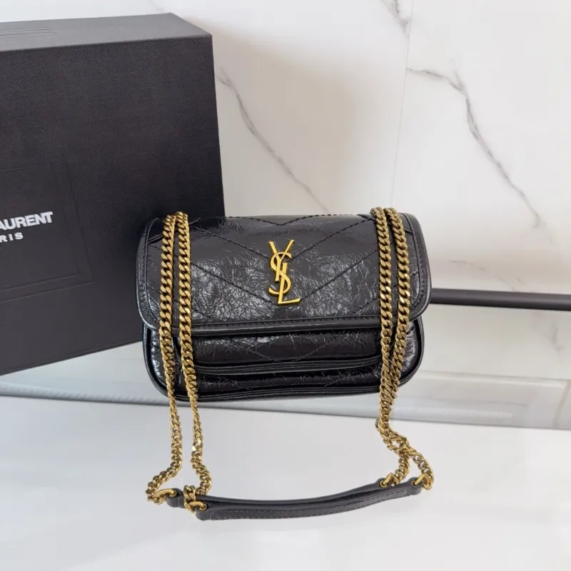 YSL Black Leather Chain Shoulder Bag