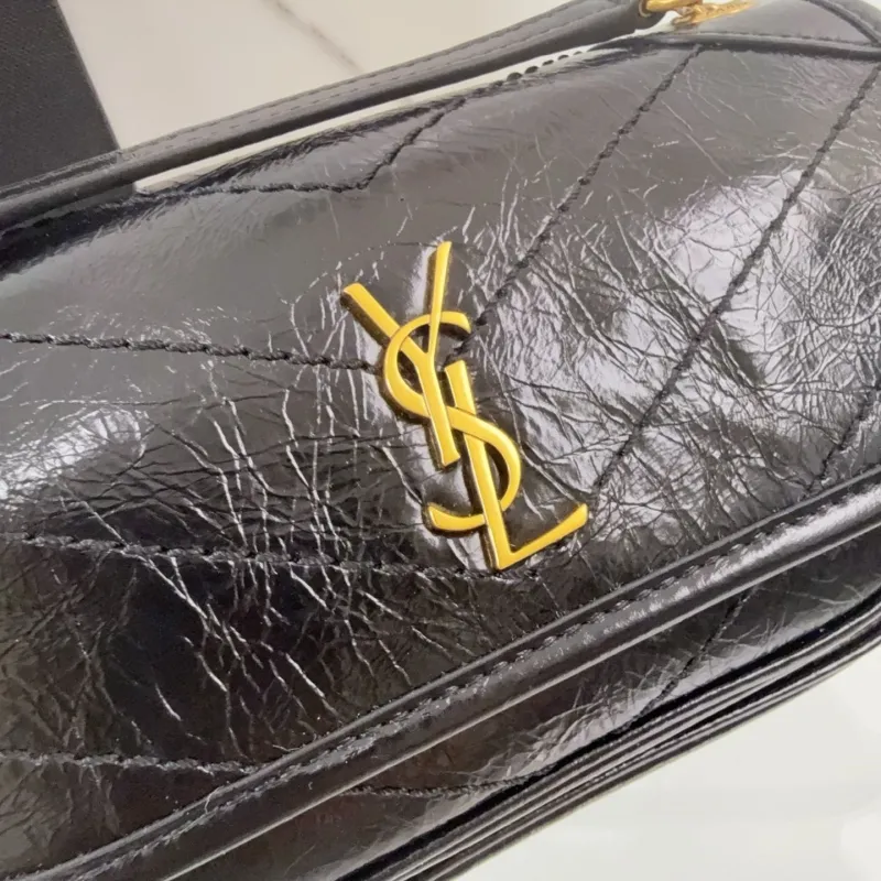 YSL Black Leather Chain Shoulder Bag - Image 4