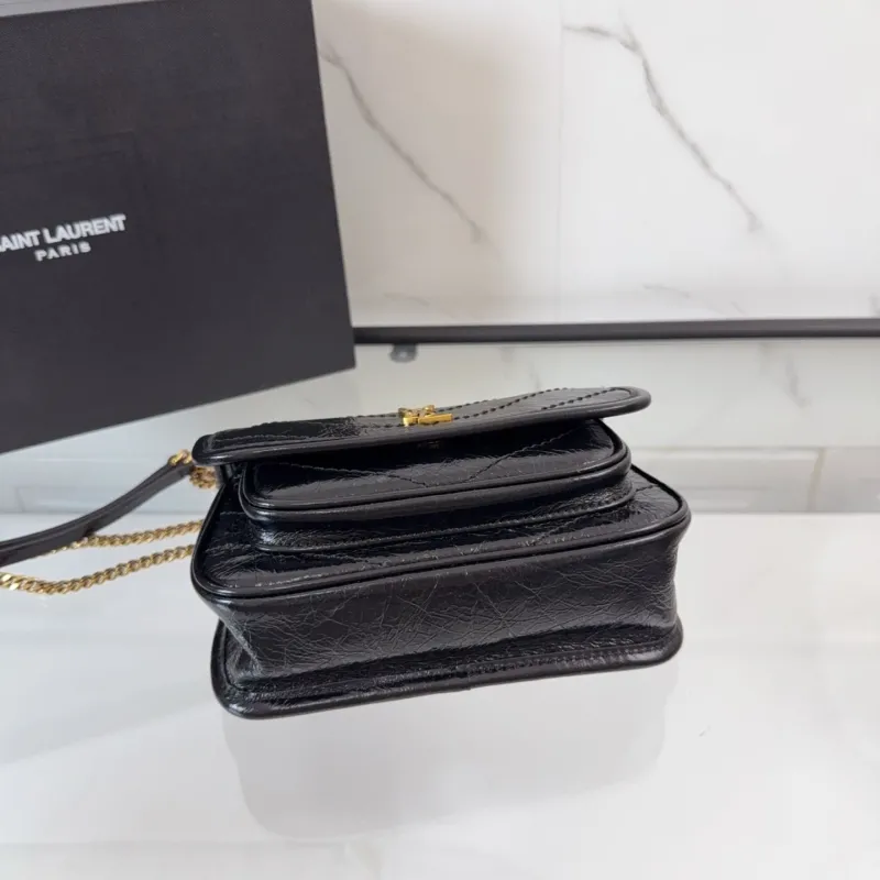 YSL Black Leather Chain Shoulder Bag - Image 6