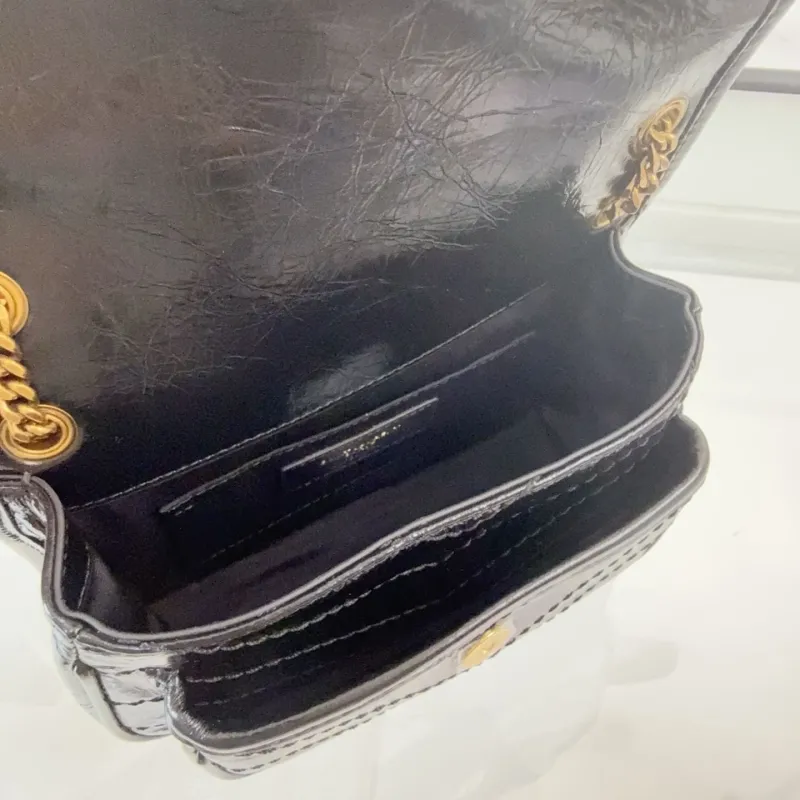 YSL Black Leather Chain Shoulder Bag - Image 8