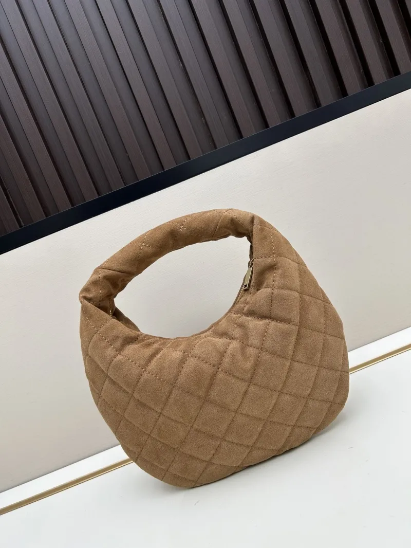 Alternative view of YSL Brown Suede Quilted Top Handle Hobo Bag 33