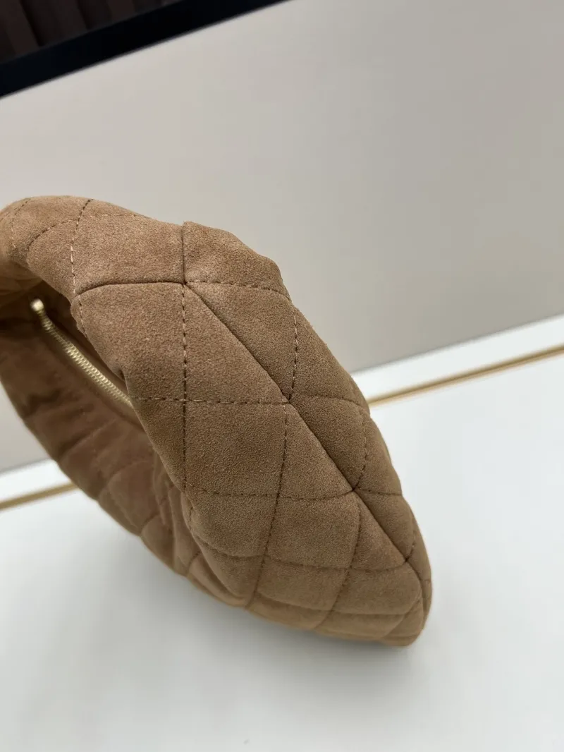 YSL Brown Suede Quilted Top Handle Hobo Bag 33 - Image 3