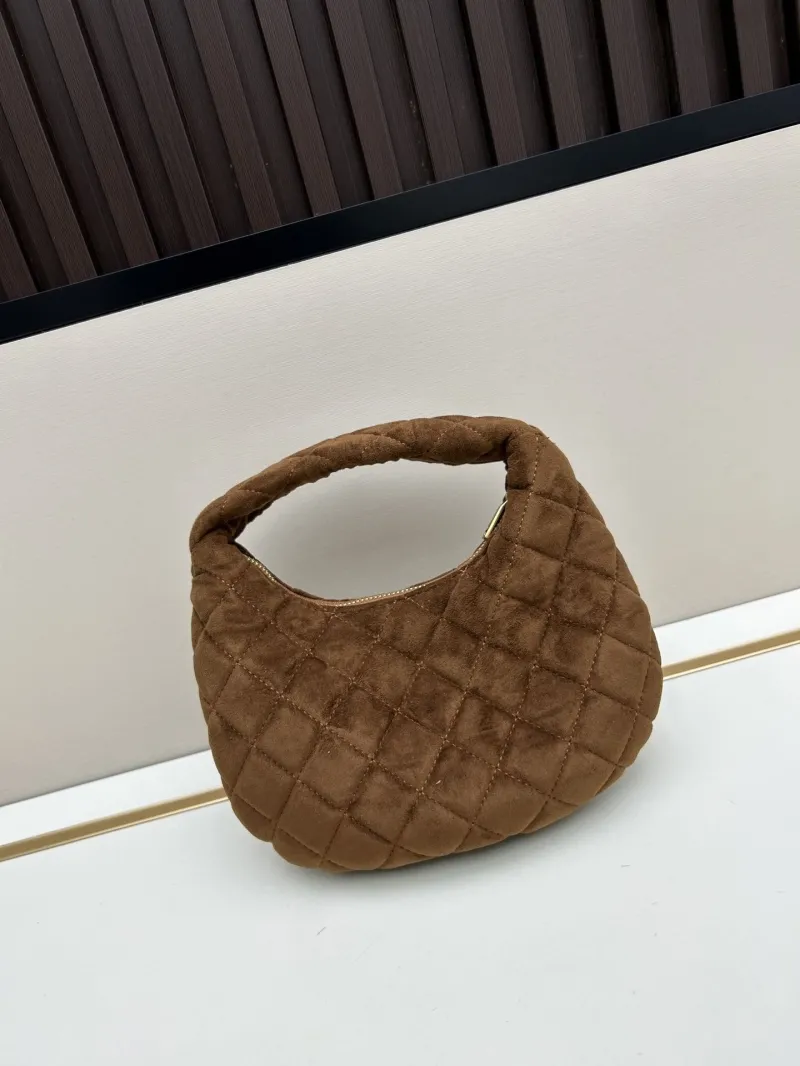 Alternative view of YSL Brown Quilted Suede Top Handle Bag 8008