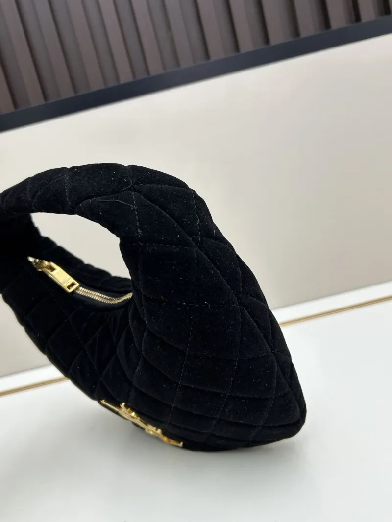 YSL Black Velvet Quilted Top Handle Bag - Image 3