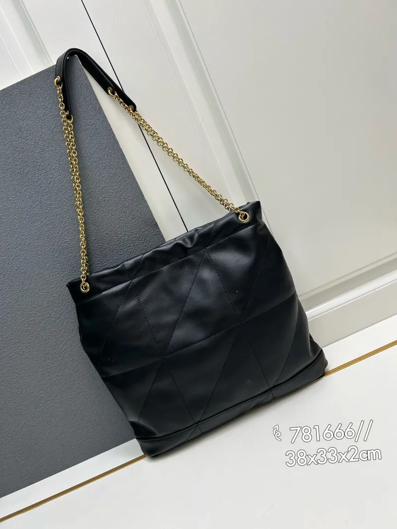 YSL Black Leather Chain Tote Bag 781666 - Image 3