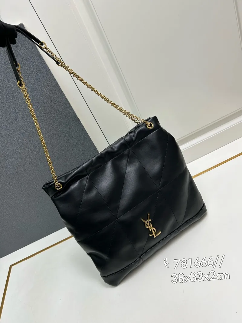 YSL Black Leather Chain Tote Bag 781666 - Image 4