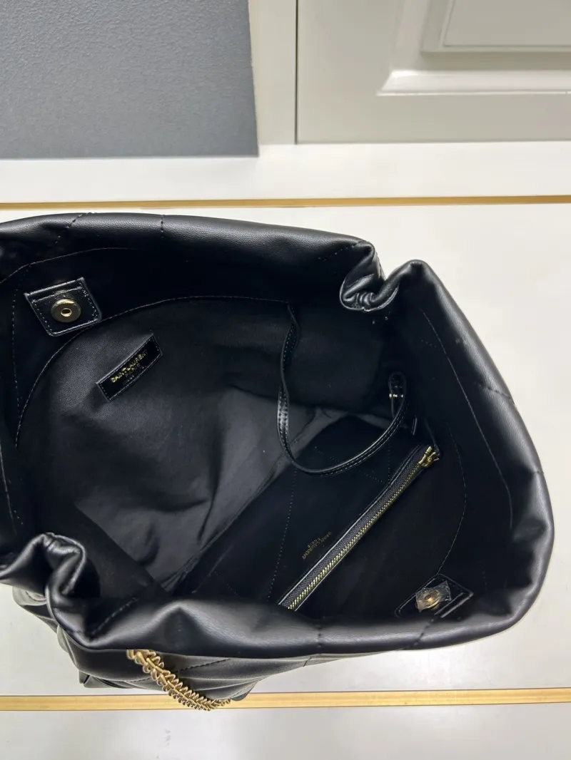 YSL Black Leather Chain Tote Bag 781666 - Image 9