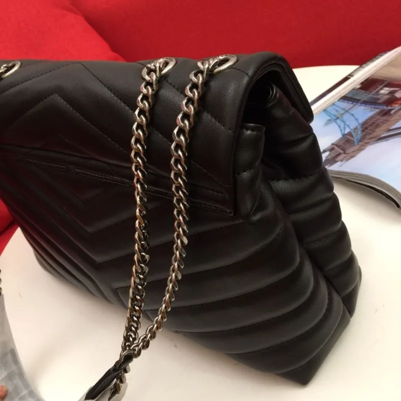 YSL Black Quilted Chain Top Handle Bag 6966 - Image 5