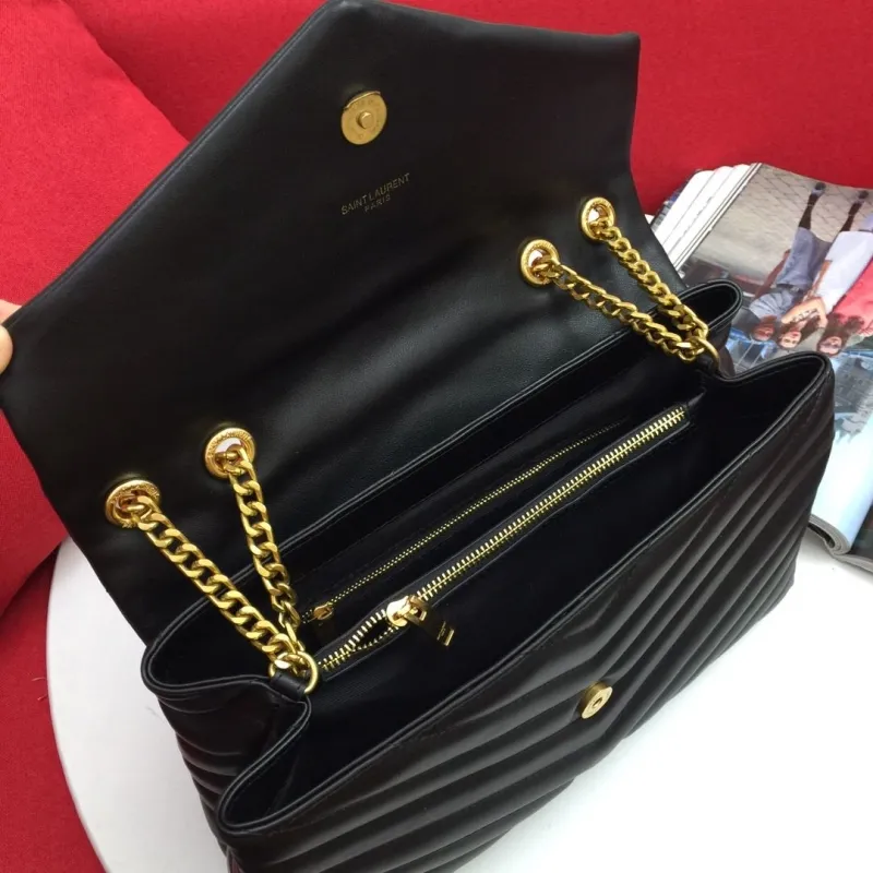 YSL Black Quilted Chain Shoulder Bag 6966 - Image 8