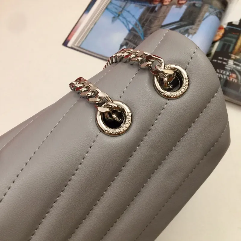 YSL Gray Quilted Top Handle Chain Bag 6966 - Image 4
