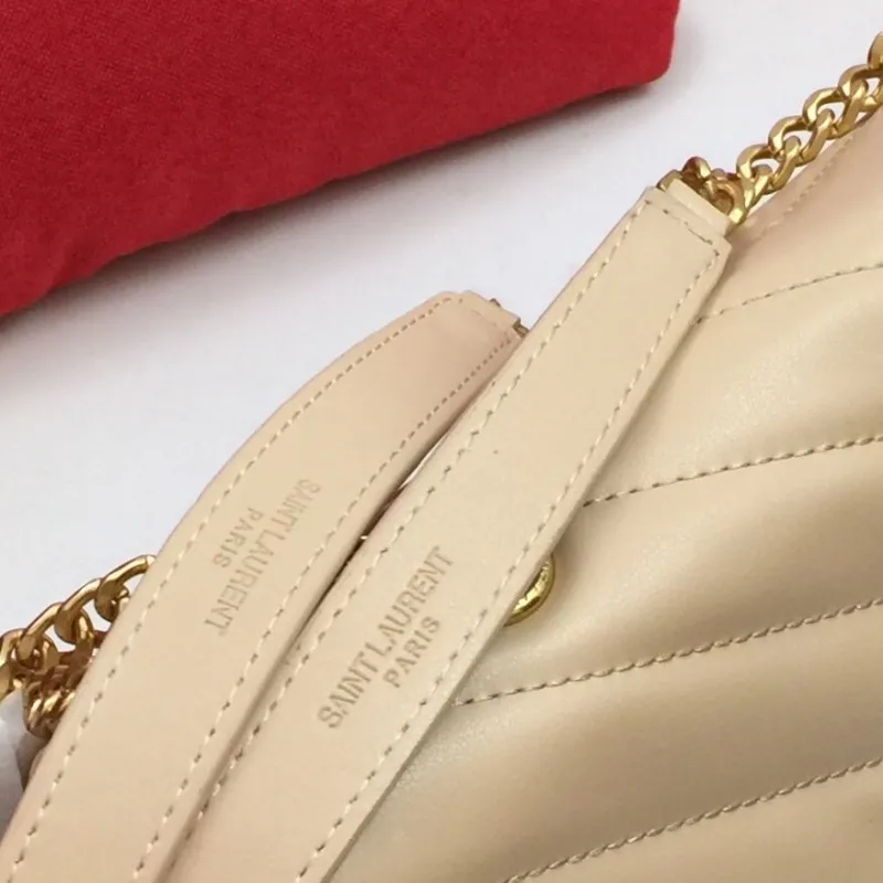 YSL Beige Quilted Chain Shoulder Bag 6966 - Image 6