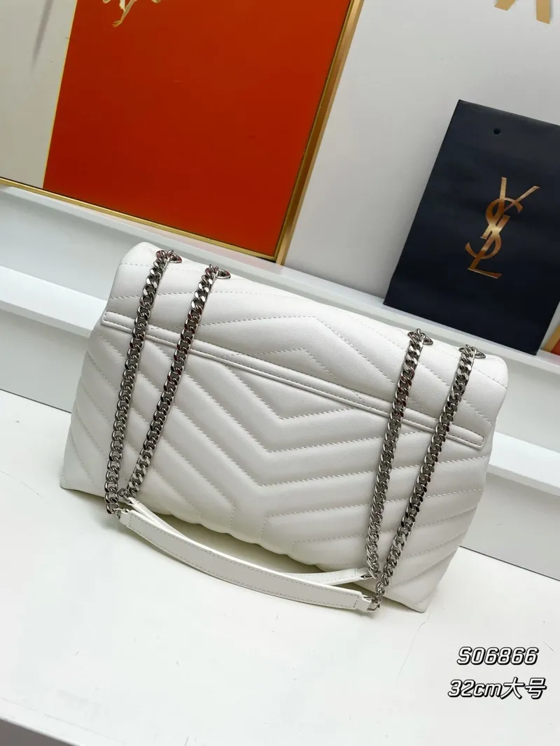 Alternative view of YSL White Chain Shoulder Bag S06866 32cm Large