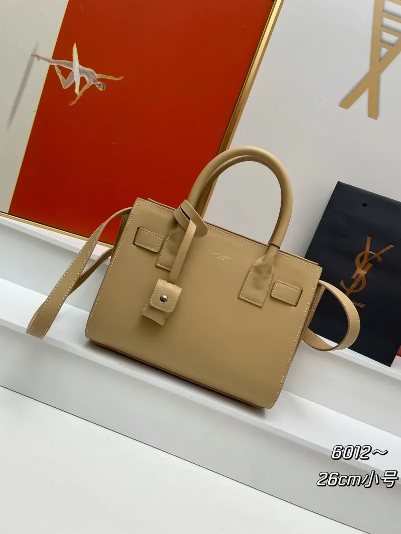 YSL Beige Leather Small Top Handle Bag 6012
