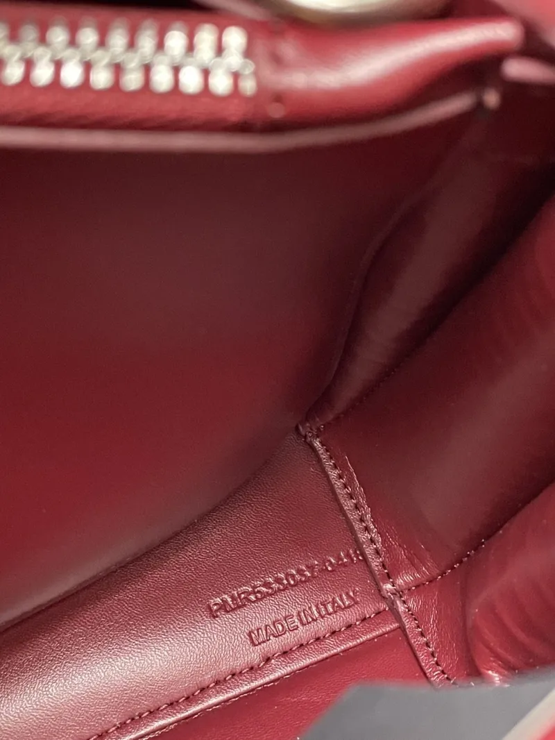 YSL Burgundy Croc Embossed Small Top Handle Bag - Image 9