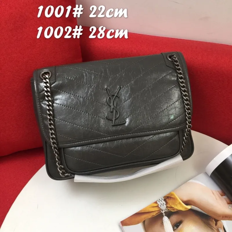 Alternative view of YSL Dark Gray Quilted Chain Shoulder Bag 1001# 22cm
