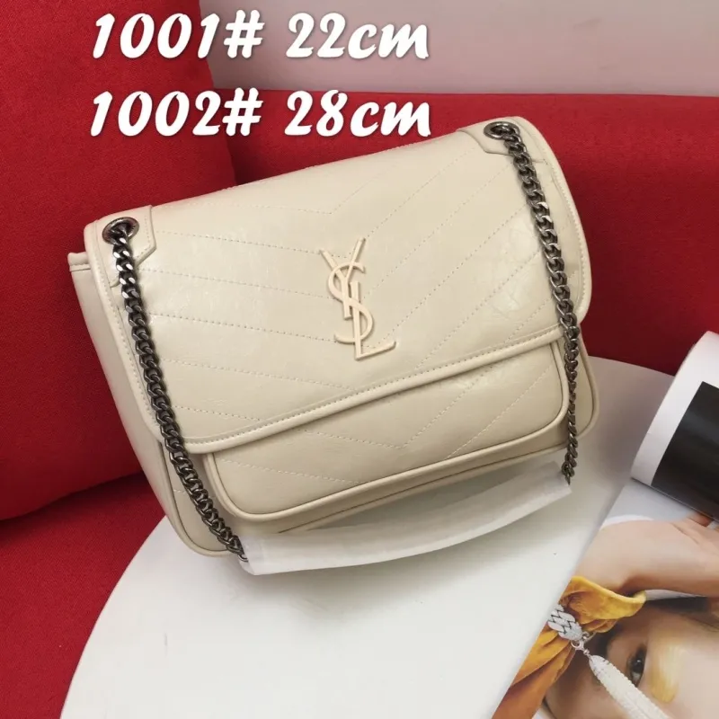 Alternative view of YSL Cream Quilted Chain Shoulder Bag 1001# 22cm