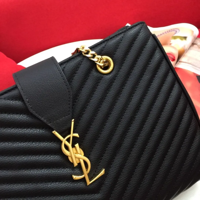 YSL Black Quilted Chain Top Handle Tote Bag 86035 Size 32.25.10cm - Image 5