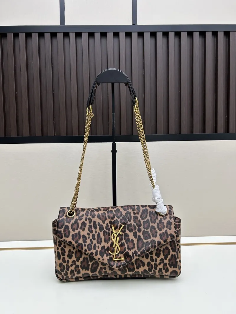 YSL Leopard Print Top Handle Shoulder Bag 74