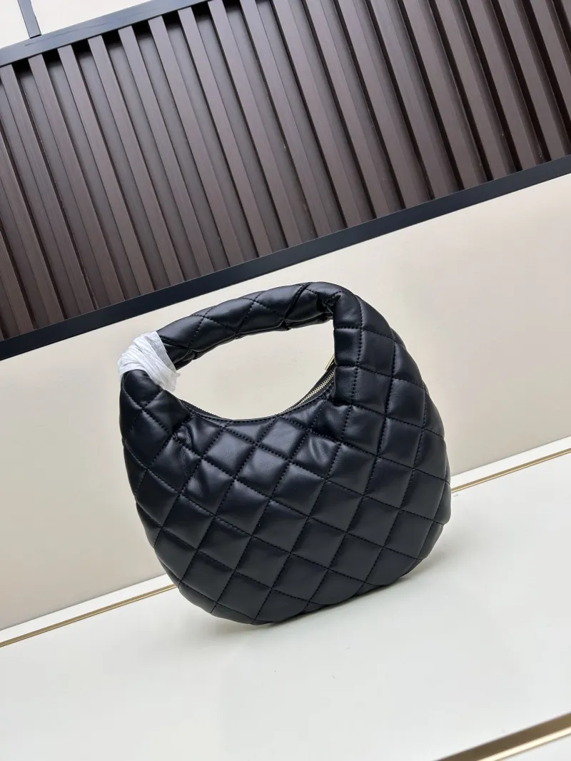 Alternative view of YSL Black Quilted Leather Top Handle Hobo Bag