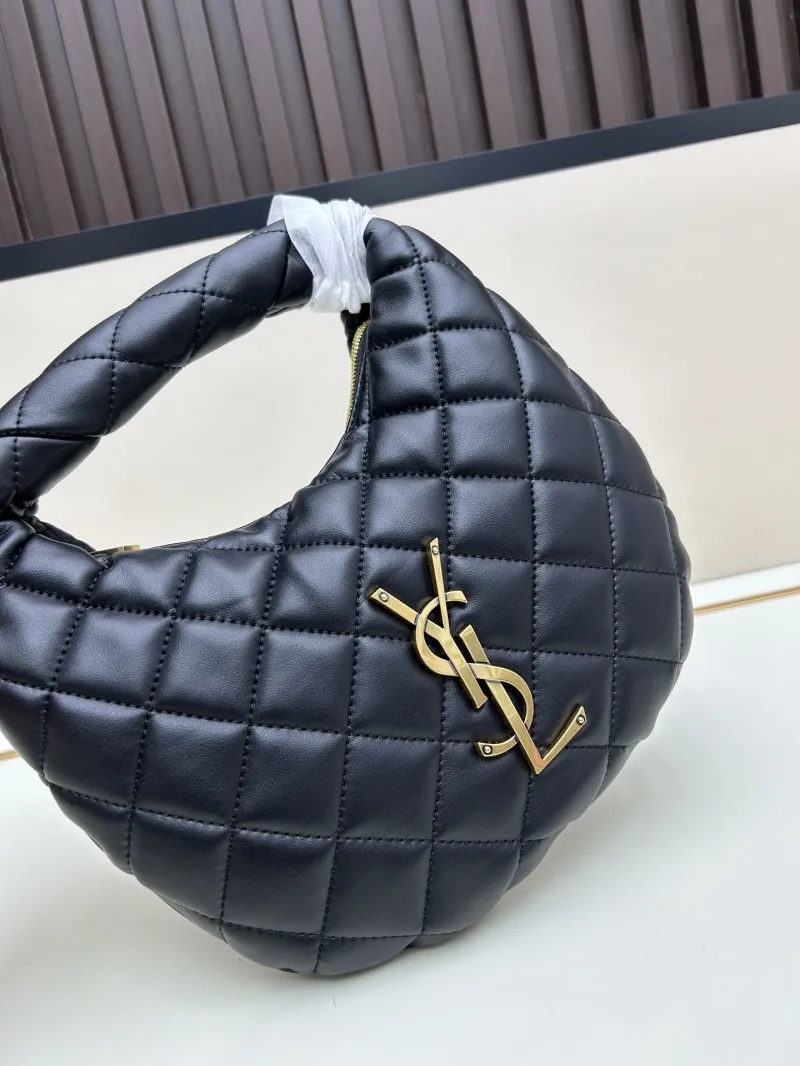 YSL Black Quilted Leather Top Handle Hobo Bag - Image 3