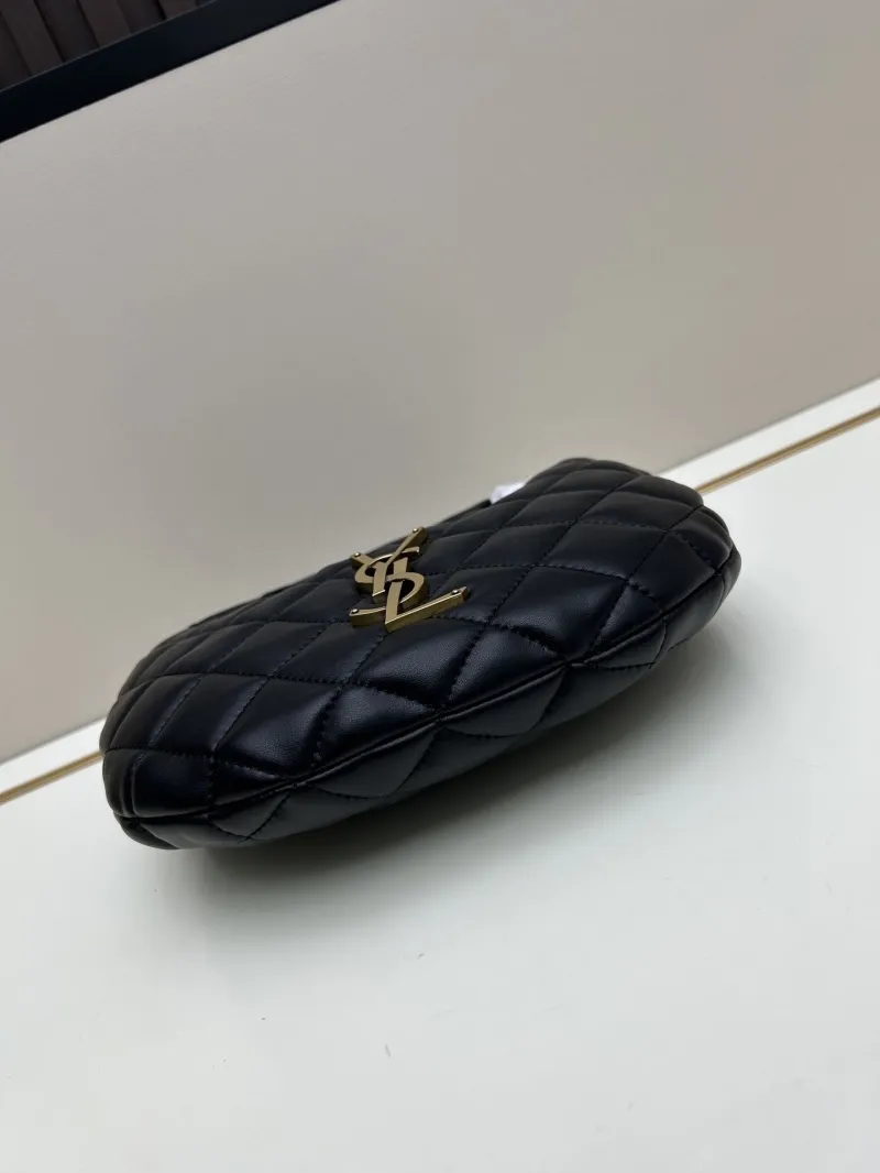 YSL Black Quilted Leather Top Handle Hobo Bag - Image 4