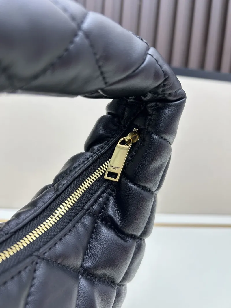 YSL Black Quilted Leather Top Handle Hobo Bag - Image 5