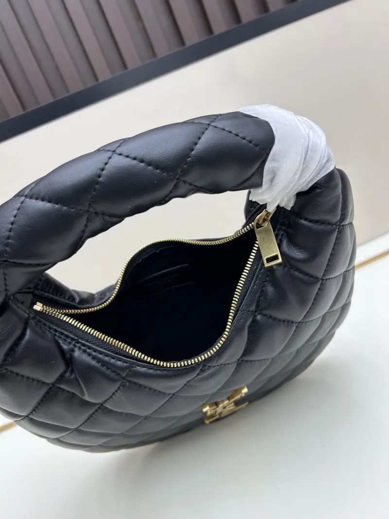 YSL Black Quilted Leather Top Handle Hobo Bag - Image 7