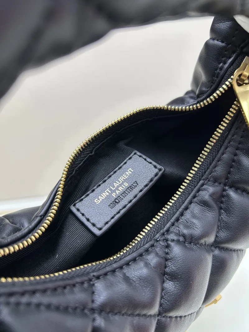 YSL Black Quilted Leather Top Handle Hobo Bag - Image 8