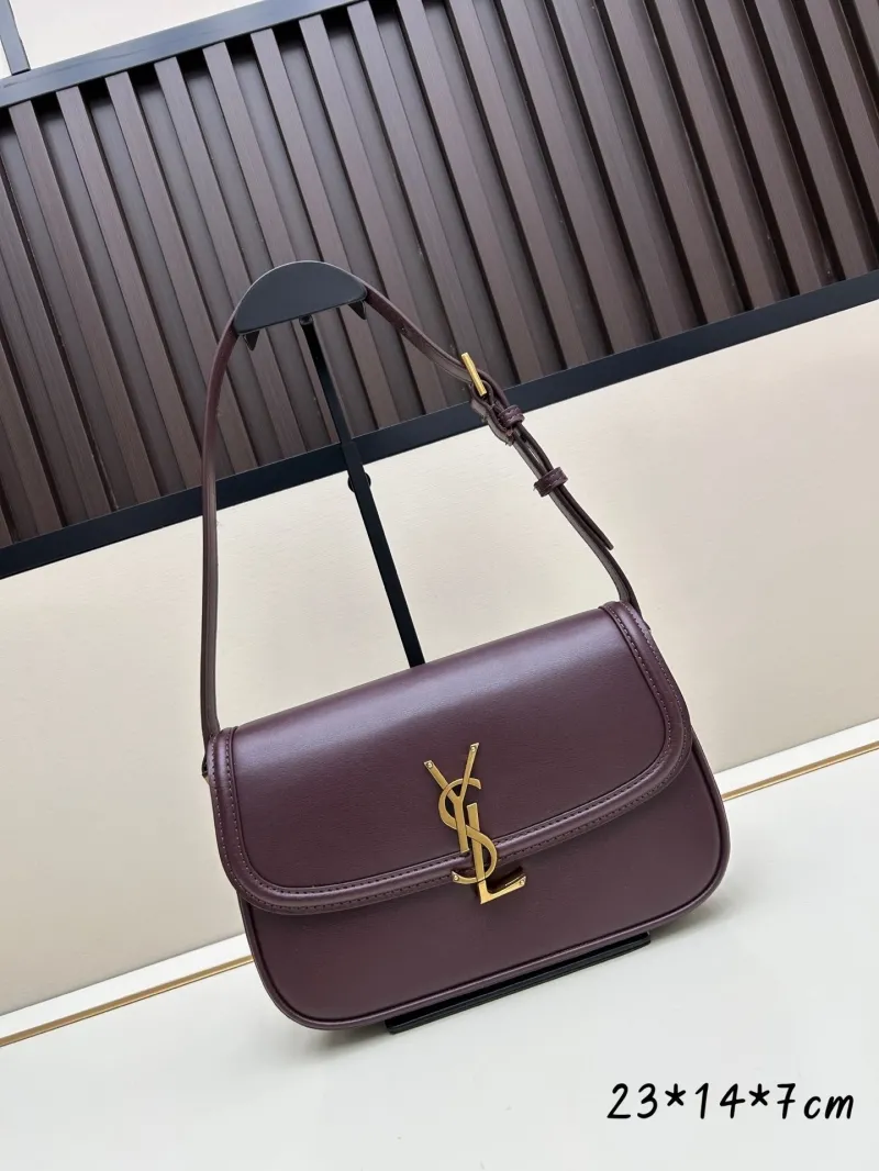 YSL Dark Brown Top Handle Shoulder Bag 77