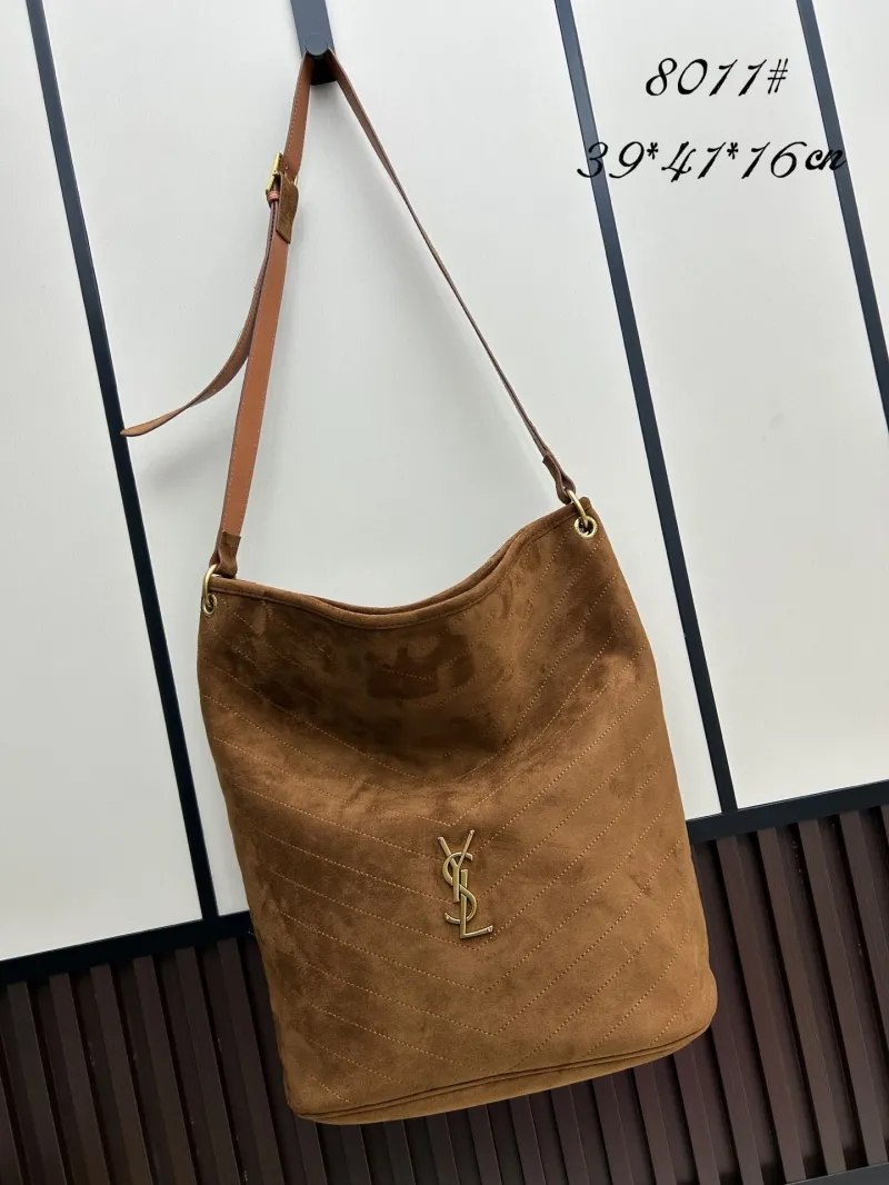 YSL Brown Suede Hobo Shoulder Bag 8011