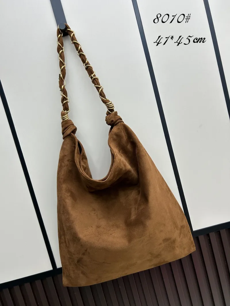 YSL Brown Suede Hobo Shoulder Bag 8010