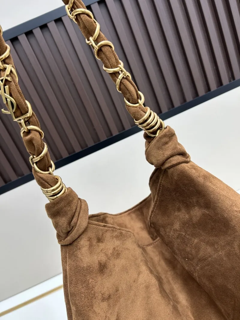 YSL Brown Suede Hobo Shoulder Bag 8010 - Image 3