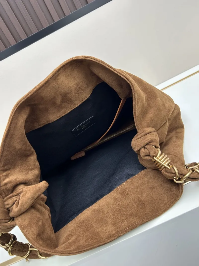 YSL Brown Suede Hobo Shoulder Bag 8010 - Image 5