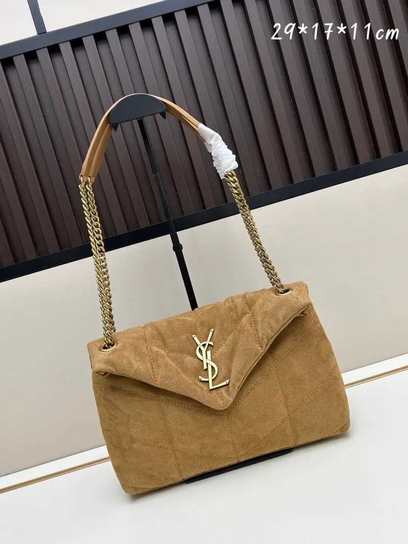YSL Tan Suede Top Handle Shoulder Bag 84