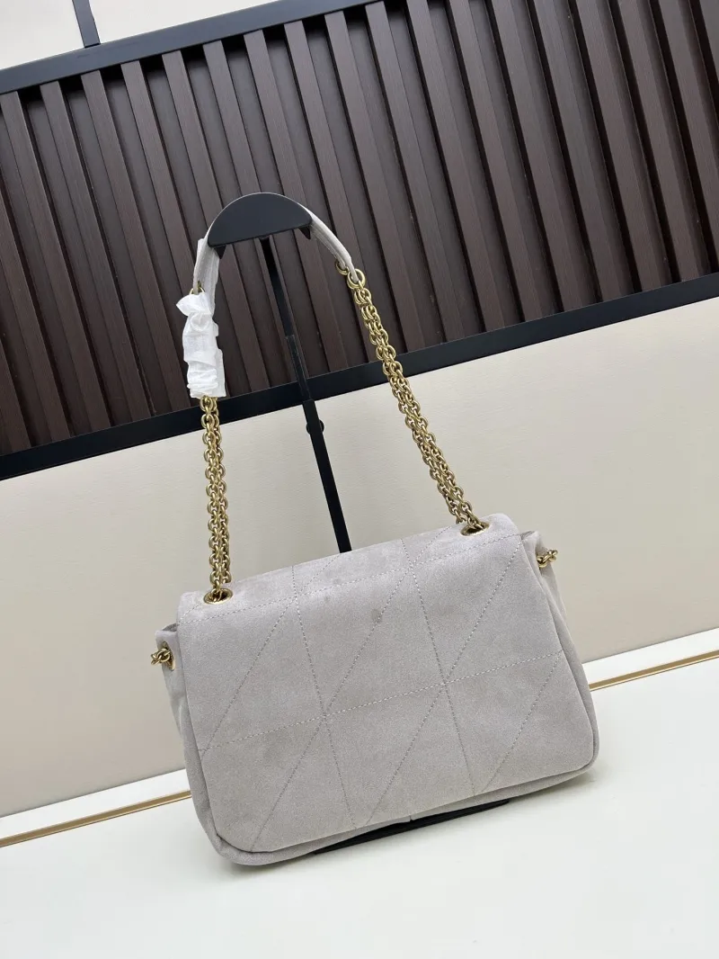 Alternative view of YSL Gray Suede Top Handle Chain Bag 86