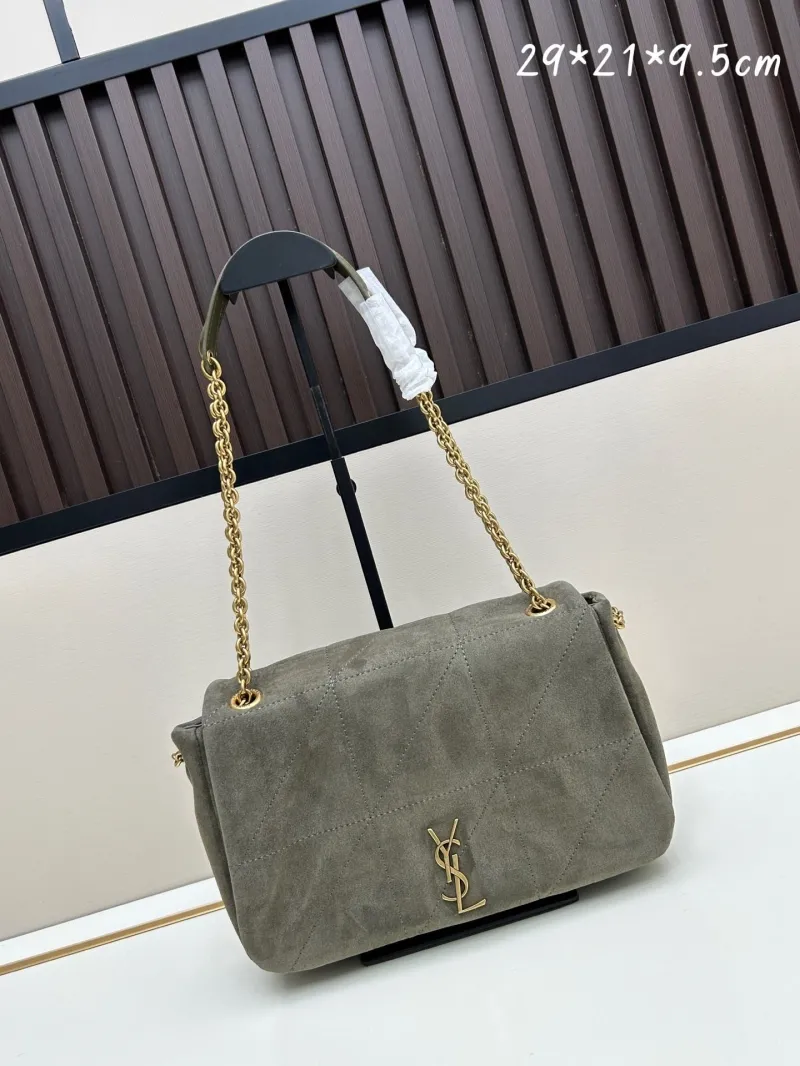 YSL Olive Suede Chain Top Handle Bag