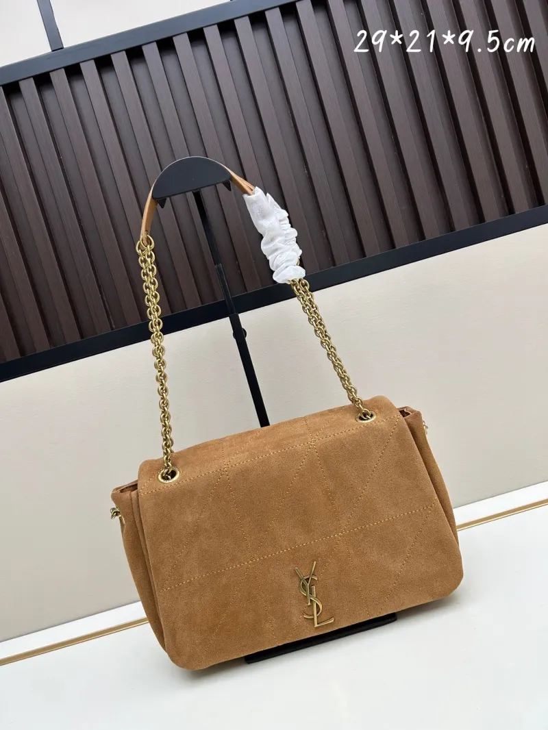 YSL Brown Suede Chain Top Handle Bag