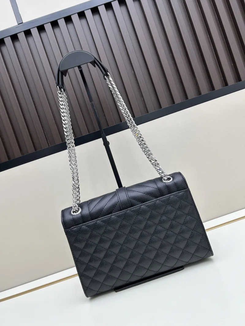 Alternative view of YSL Black Quilted Top Handle Chain Shoulder Bag