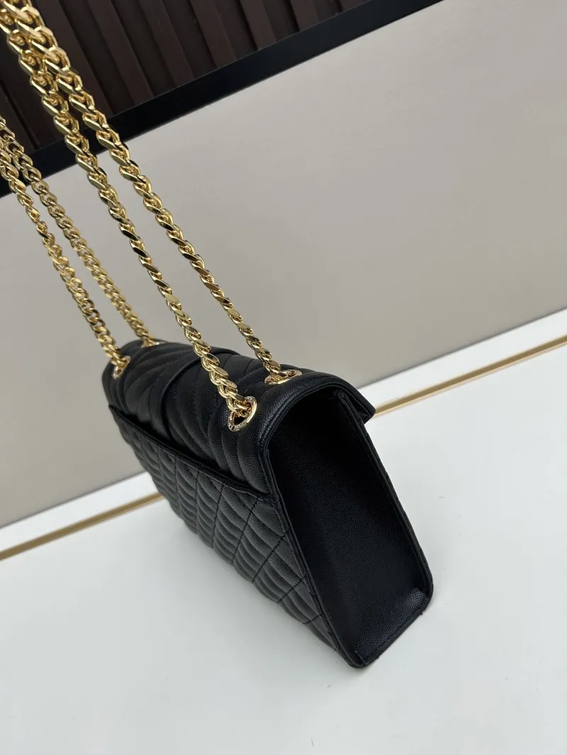 YSL Black Quilted Top Handle Shoulder Bag 24x18x7cm - Image 3